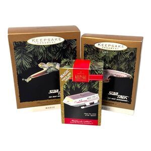 Hallmark Set 3 Star Trek USS Enterprise Galileo Klingon Ship Magic Motion Sound